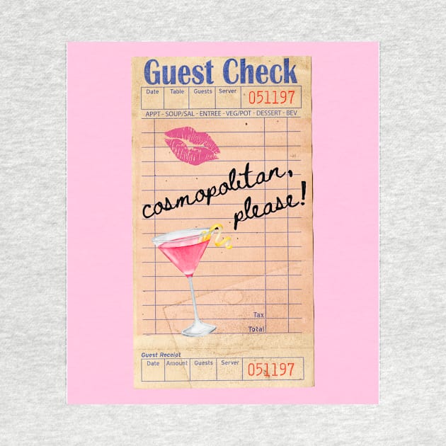 Cosmopolitan Cocktail Y2k Pink Guest Check Print by madiwestdal